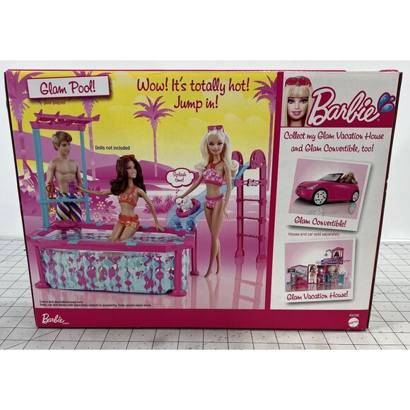 Barbie Glam Pool Blue/Pink Playset with Slide New In Box Rare! - Picture 6 of 10